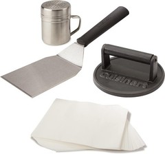 Smash Burger Kit, Cast Iron Press, Spatula, Seasoning Shaker and Patty Papers