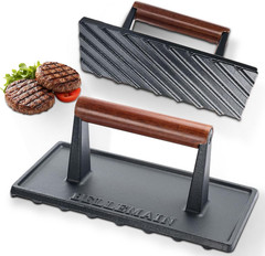 Bacon Press Rectangle | Heavy-Duty Cast Iron Grill Press for Perfectly Seared Ba