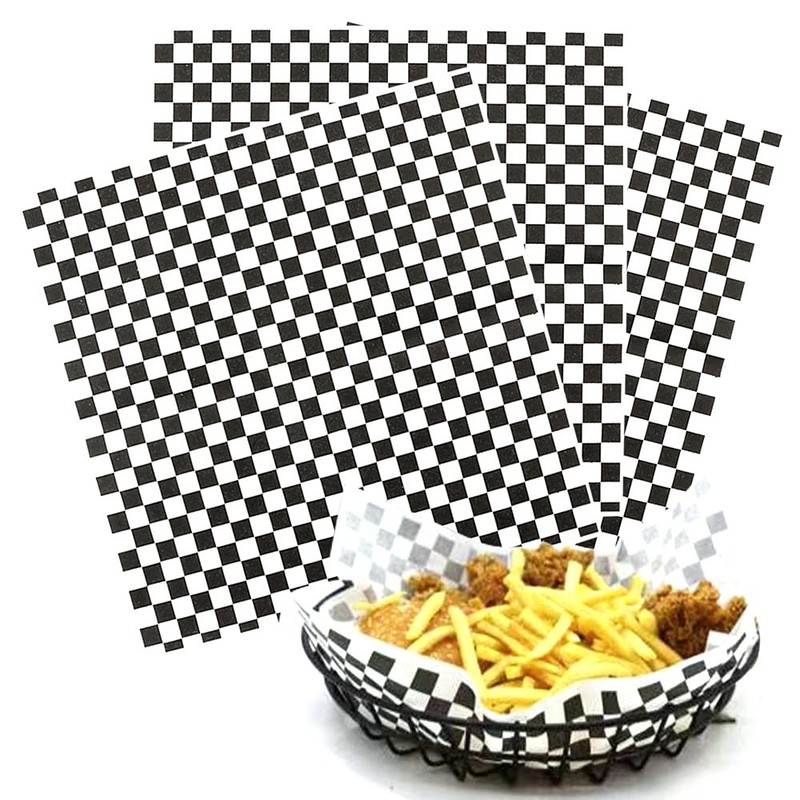 Hslife 100 Sheets Checkered Dry Waxed Deli Paper Sheets, Large, Black gallery