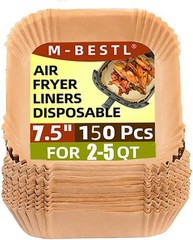 7.5 Inch Air Fryer Parchment Paper Liners Square,150 7.5″Square-150pcs, Wood