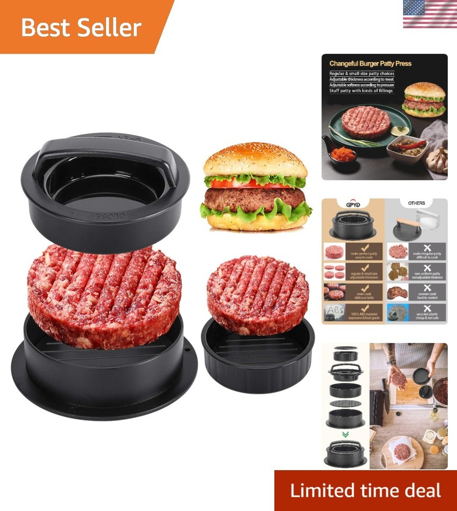 Non-Stick Hamburger Patty Maker with 100 Parchment Papers - Easy Cleanup