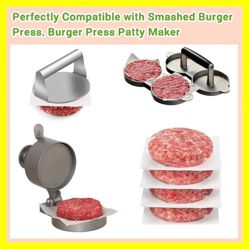 Parchment Paper Squares for Burger Press, Set of 300, 6 X 6 Inch Hamburger Patty gallery