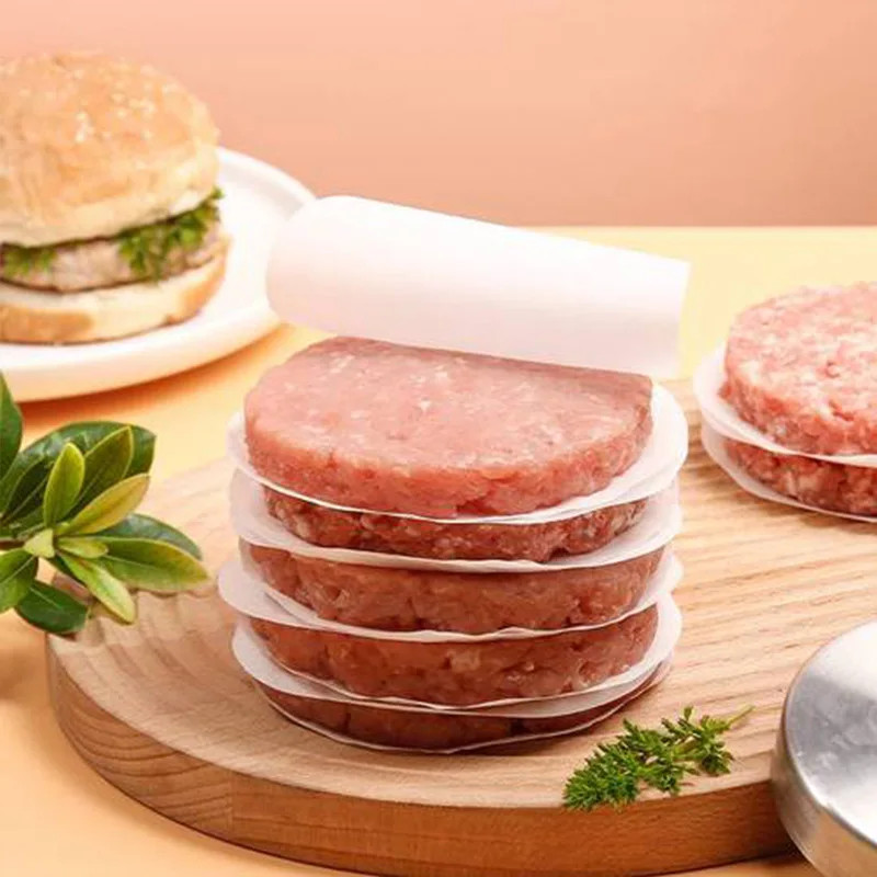 Hamburger Patty Pads 100pcs Disposable 11cm Round Food Paper Non-stick Oil New gallery
