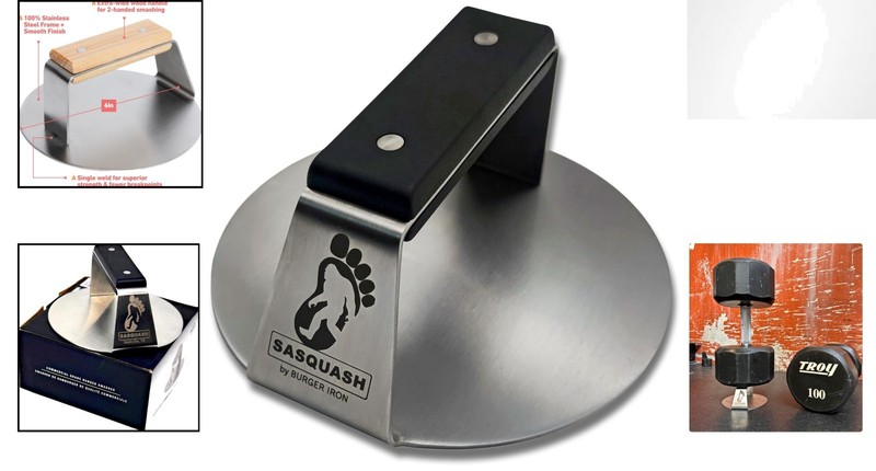 Sasquash Heavy Duty 6 Inch Burger Smasher - Perfect for Flawless Patties gallery