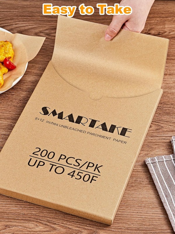 SMARTAKE 200 Pcs Unbleached Parchment Paper Baking Sheets, 8 x 12, gallery