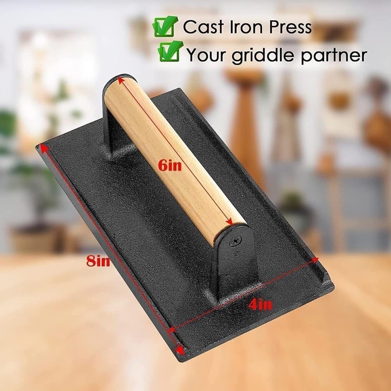 Cast Iron Grill Steak Press for BBQ Hamburger Bacon Meat Patty 2 Pack gallery