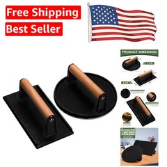 Professional Quality Cast Iron Grill Press – Round & Rectangle for Juicy Meats