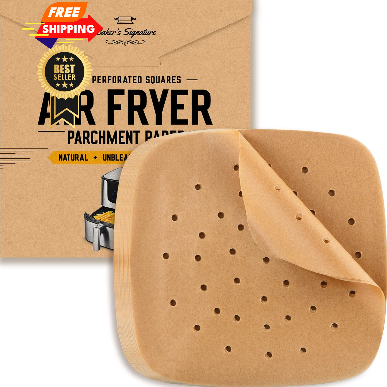 Bamboo Steamer Liner, 8.5" Air - 220 Pack, Unbleached Natural Brown gallery