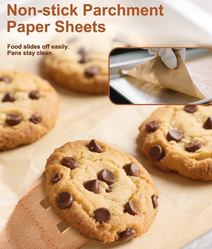 90 Pack Parchment Paper Baking Sheets, 12x16IN Precut 12*16in - 90pcs, Brown gallery