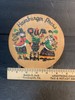 Vintage Wooden Round Hamburger Press 5 5/8" Dutch man and woman with flowers gallery