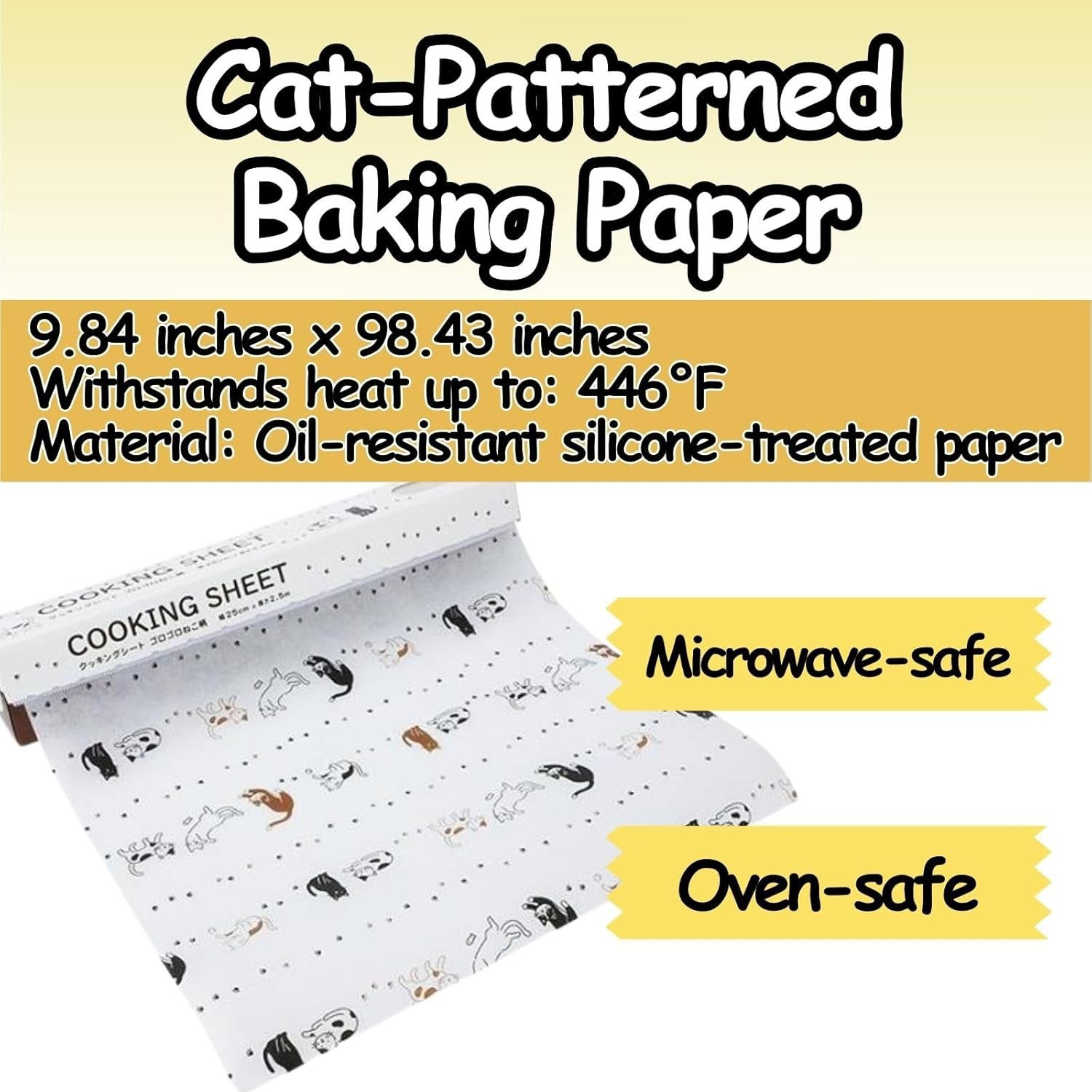 Cute Kawaii lovely Cat kitchenware set Patterned Baking Paper Width White gallery