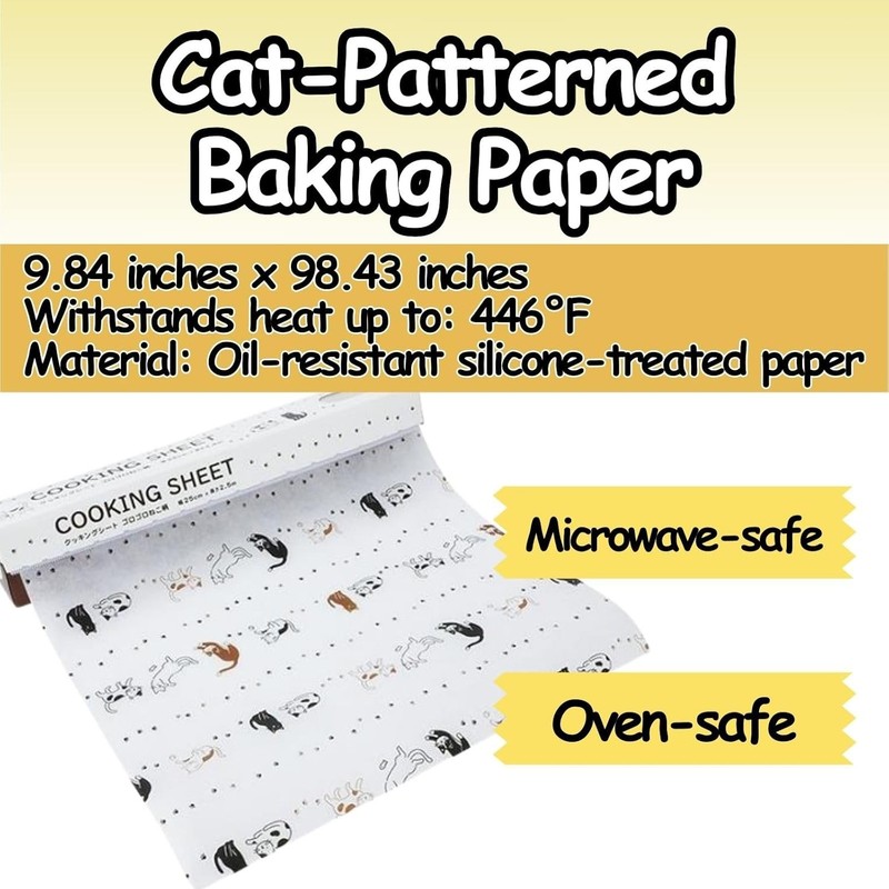 Cute Kawaii lovely Cat kitchenware set Patterned Baking Paper Width White gallery