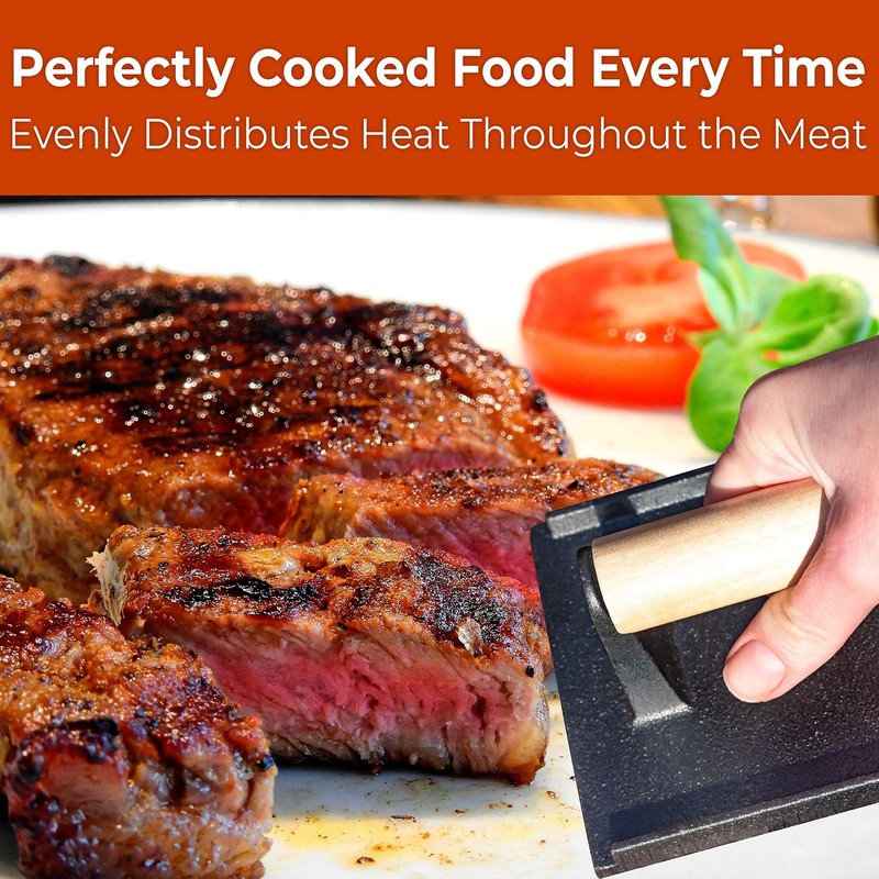 Versatile Safe-Touch 8x4in Cast Iron Grill Weight 2pk. Perfect Meat Press With gallery