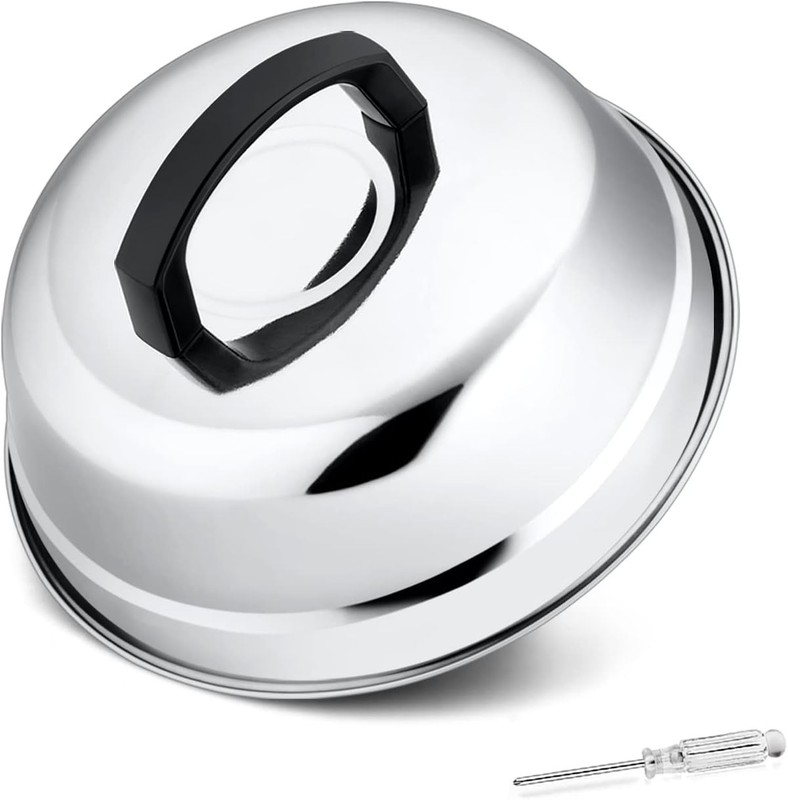 Modern Stainless Steel 9-Inch Melting Dome for Cooking - Perfect for Griddles gallery