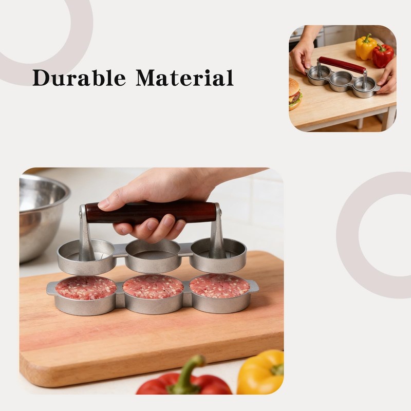 Sausage Patty Press Hamburger Maker 3in1 Mini Burger Non Stick 2.64 Inch gallery