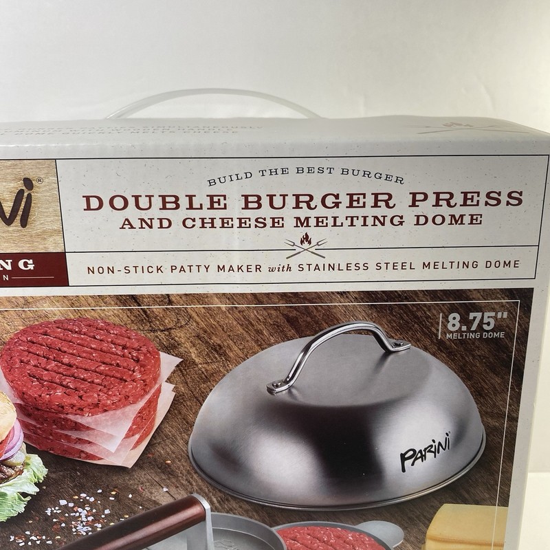 Double Non-Stick Burger Press & Cheese Melting Dome 8.75" NEW IN BOX Parini gallery