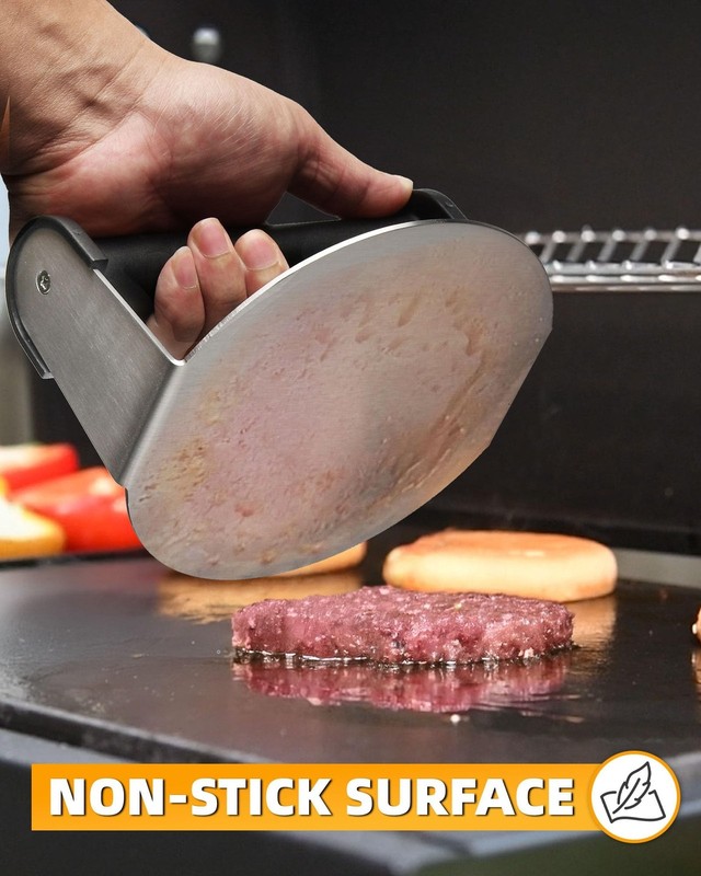 Bulado Burger Press, 6'' Round Burger Smasher for Griddle with Heat-Resistant... gallery