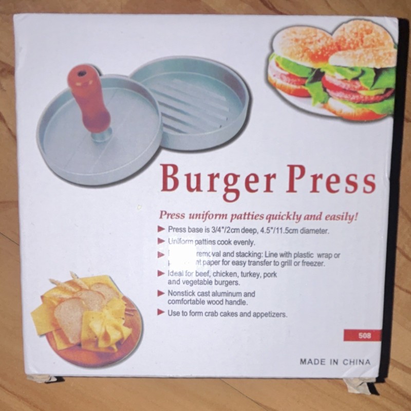 Non-Stick Cast Aluminum Burger Press, Wood Handle, 4.5in, Model 508 gallery