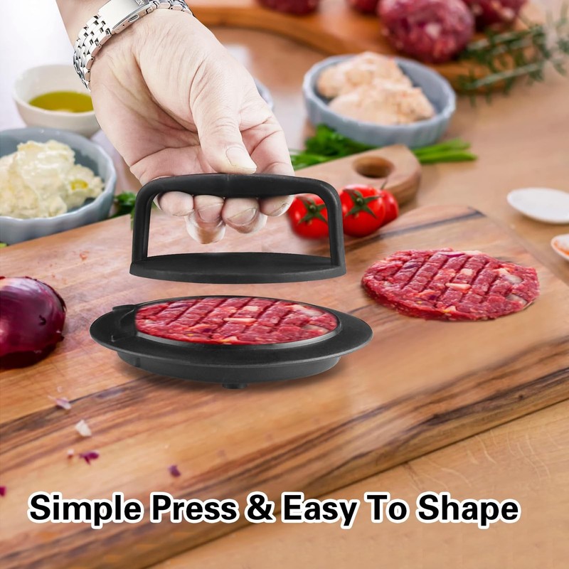 HiempTru Burger Press Patty Maker, Round Non-Stick Stuffed 1 PC, Black gallery
