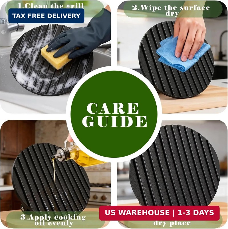 2.3lb Steak Weight & Burger Press, Striped Base, 7" Heavy Duty Cast Iron Grill P gallery