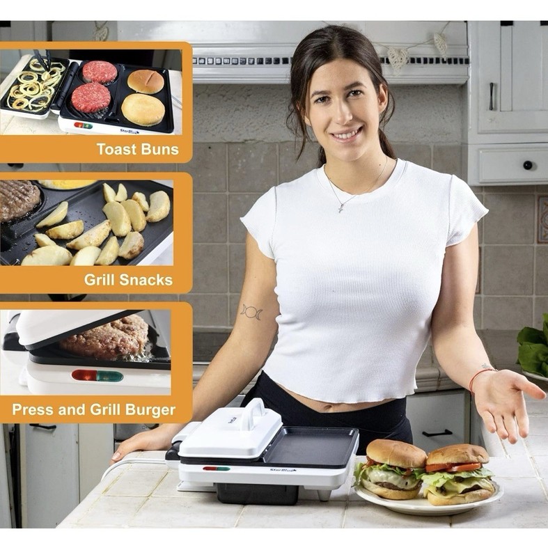 Hamburger Grill Maker by StarBlue with FREE Burger Press and Recipes eBook - gallery