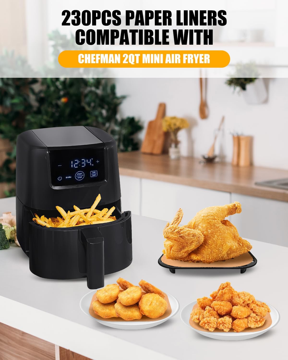 230PCs Air Fryer Liners For Chefman 2QT Mini Airfryer, Parchment Paper gallery