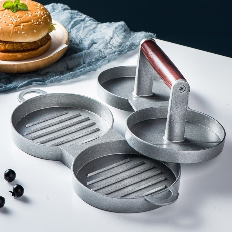 1 Set Of Aluminum Alloy Burger Machine; Round Non-stick Cook Patty Burger Meat B gallery