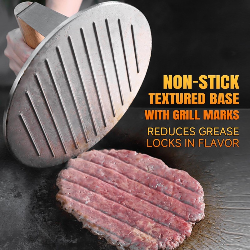 Burger Press 8.5-Inch Extra-Large Heavy Duty Stainless Steel 3.65 lbs - Perfect gallery