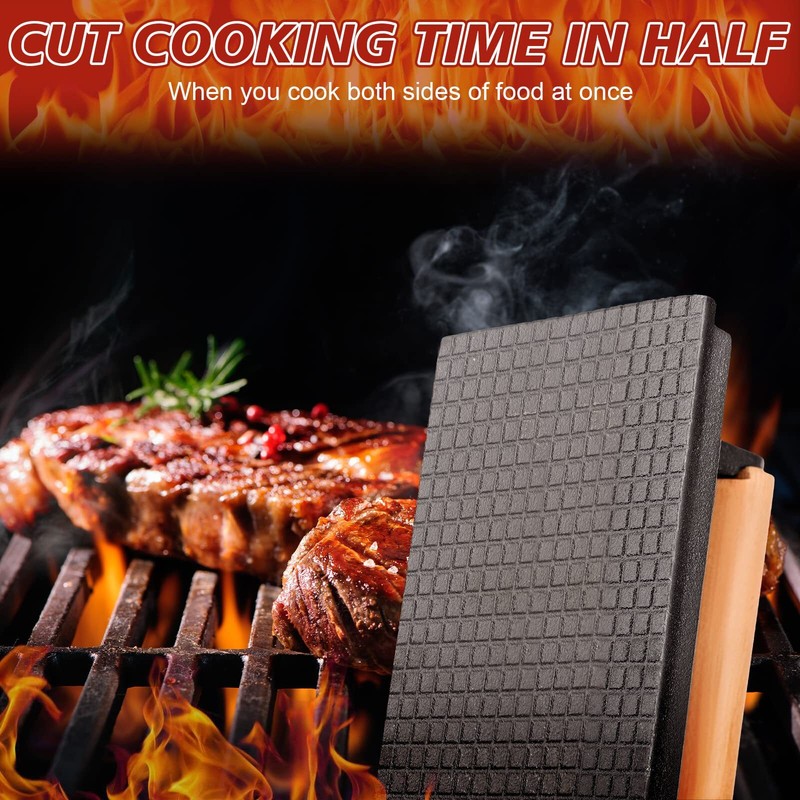 3 Pcs Cast Iron Grill Press 8x4 Inch Bacon Burger Sandwich Cooking Weight gallery