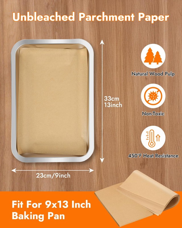 YQL 9x13 Inch 150PCS Unbleached Parchment Paper, Disposable Inch, Brown gallery