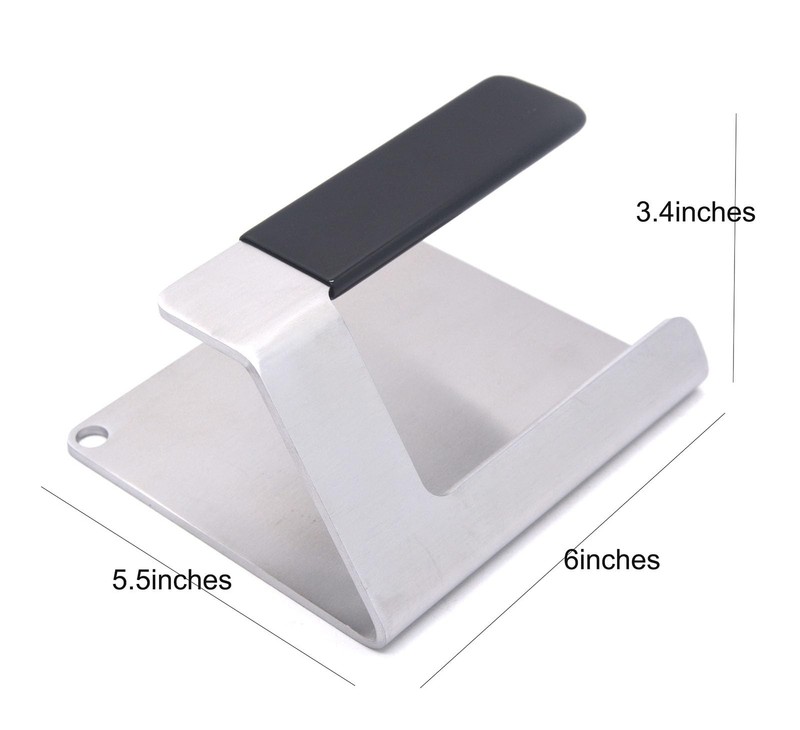 JNXHON Kitchen Tools 6"×5.5" Stainless Steel Hamburger Smash Press, BLACK gallery