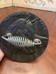 Horse Old Mountain Cast Iron Burger Bacon Press Spiral Handle 7” Grill BBQ
