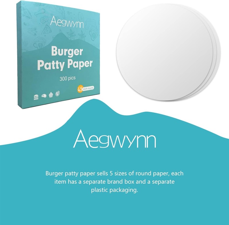 Aegwynn Hamburger Patty Paper Round 4.5 Inch 300 Pcs, Parchment Burger Papers gallery
