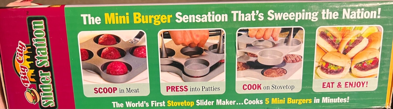 Big City Slider Station NEW Cooks 5 Mini Burgers on Stovetop gallery