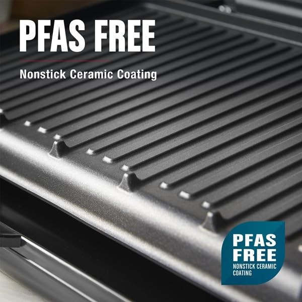 FamilySize Grill & Panini Press, Nonstick Ceramic Coating, FatRemoving Slope,... gallery
