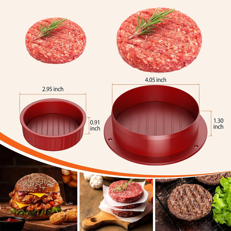 Pisol Hamburger Press, 4-In-1 Burger Press Patty Maker Slider, Stuffed Burgers gallery