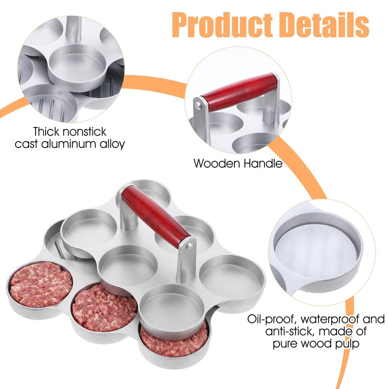 Mini Burger Press Sausage Patty Press with 300 Patty Papers Six 2.75-Inch Mol... gallery