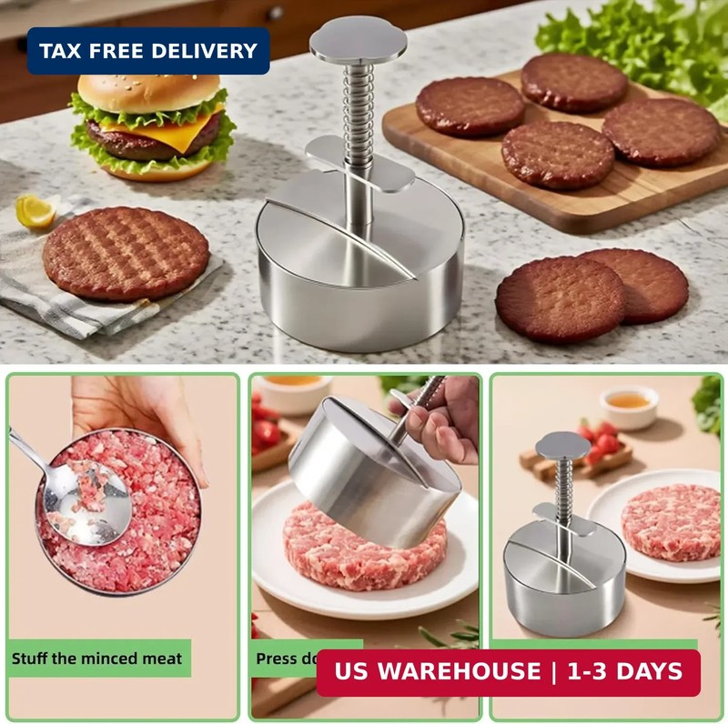 304 Stainless Steel Burger Press, Heavy Duty Adjustable Hamburger Meat Press Mak gallery