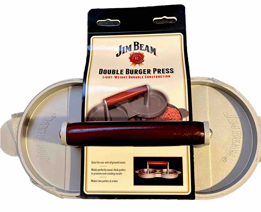 Jim Beam Non Stick Heavy Duty Aluminum Double Burger Grilling Patty Press JB0169