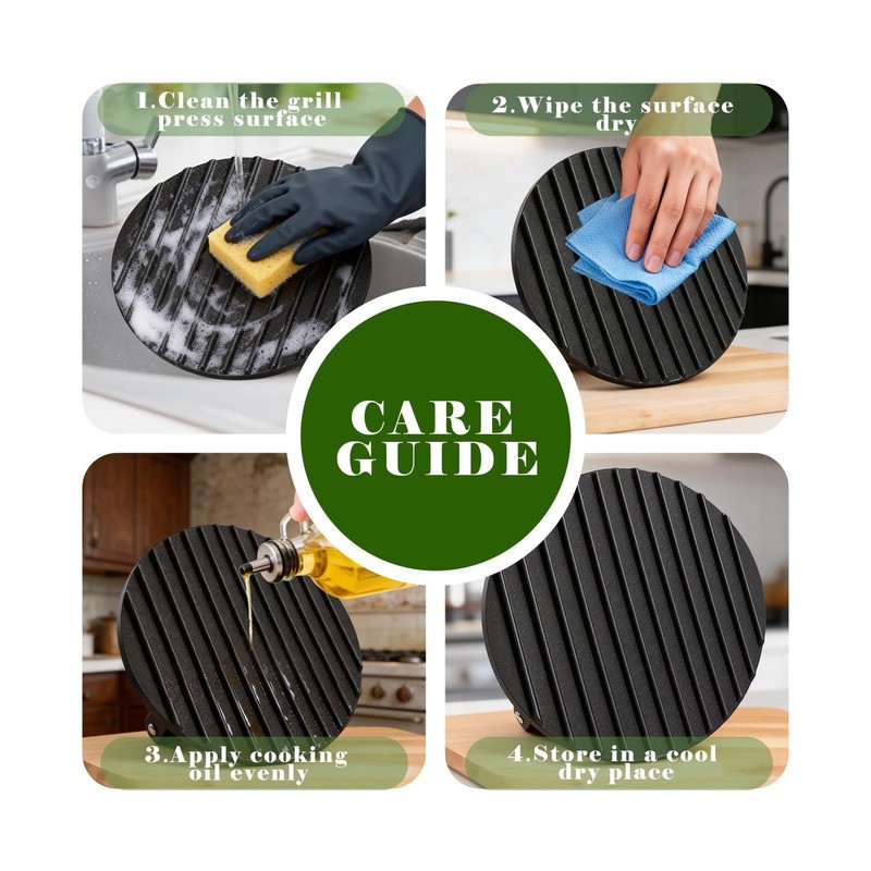 2.2lb Heavy Duty Cast Iron Grill Press, 6.69 inch Smash Burger ... FAST USA SHIP gallery