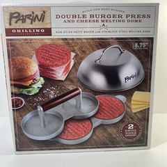 Double Non-Stick Burger Press & Cheese Melting Dome 8.75″ NEW IN BOX Parini