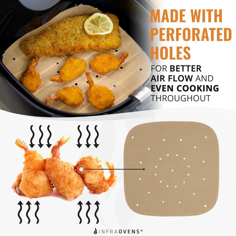 Air Fryer Liners Compatible with Bella, Chefman, Large (7 x 7.4), Brown gallery
