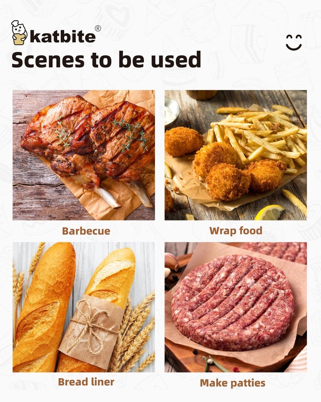 Katbite 300Pcs 6x6 Inches Patty Paper, Burger 6"x6"-300, 6"x6"-300 gallery