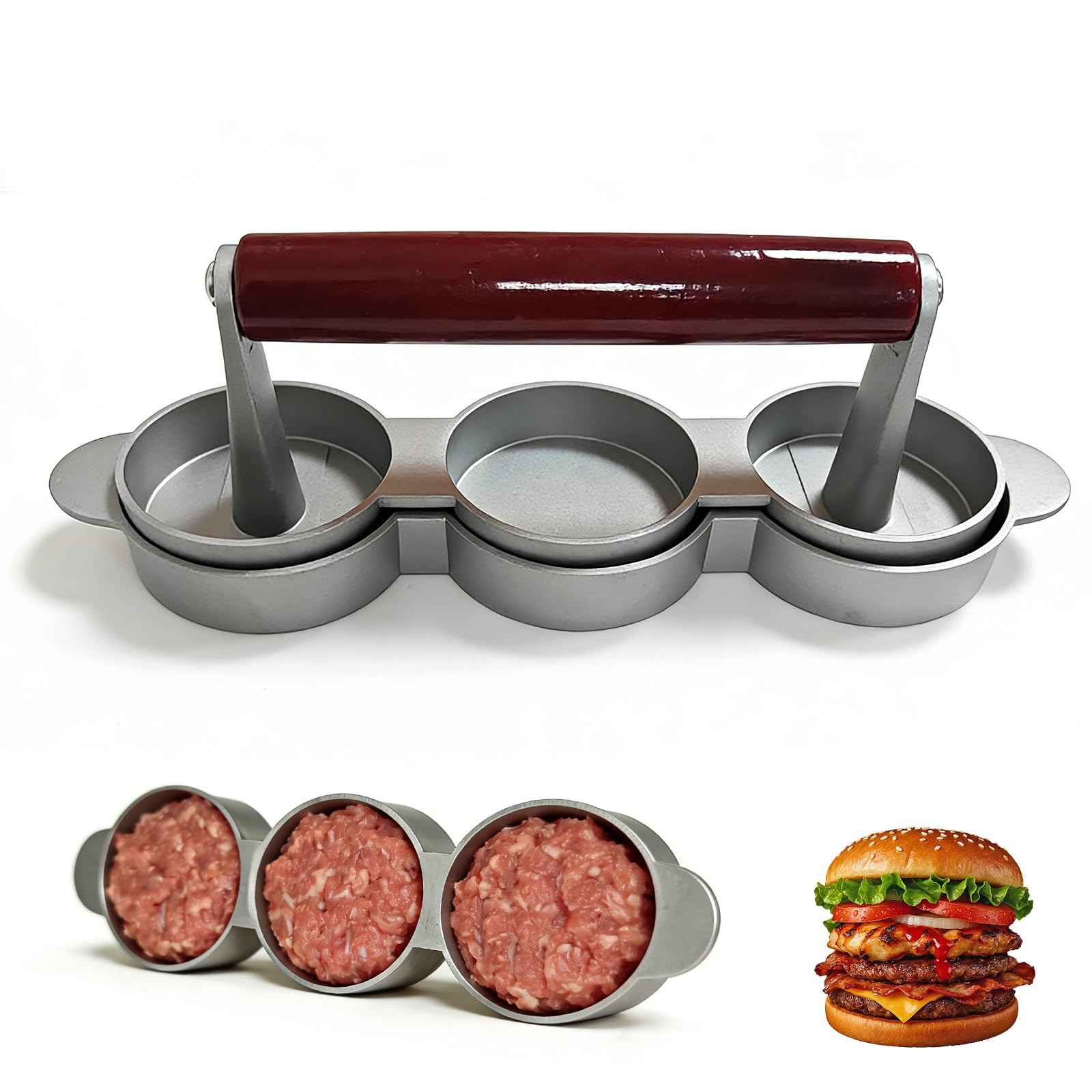 Sausage Hamburger Patty Press 3In1 Mini Burger Non Stick 2.64Inch gallery