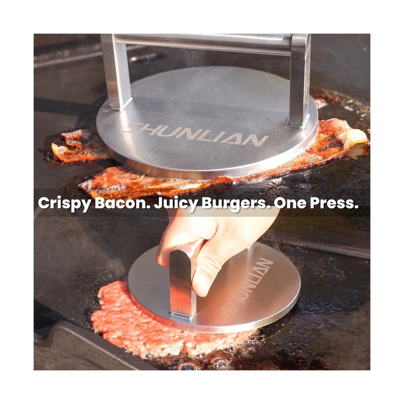 Smash Burger Press, 6 Inch Heavy Duty Burger Smasher Tool, 3.1lb Non-Stick Sm... gallery