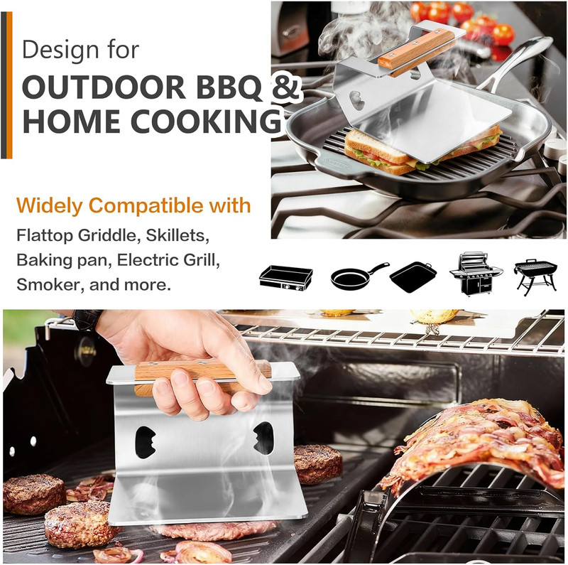 Smash Burger Press Hamburger Patty Smasher Tool, 5.8” Stainless Steel Meat Bacon gallery