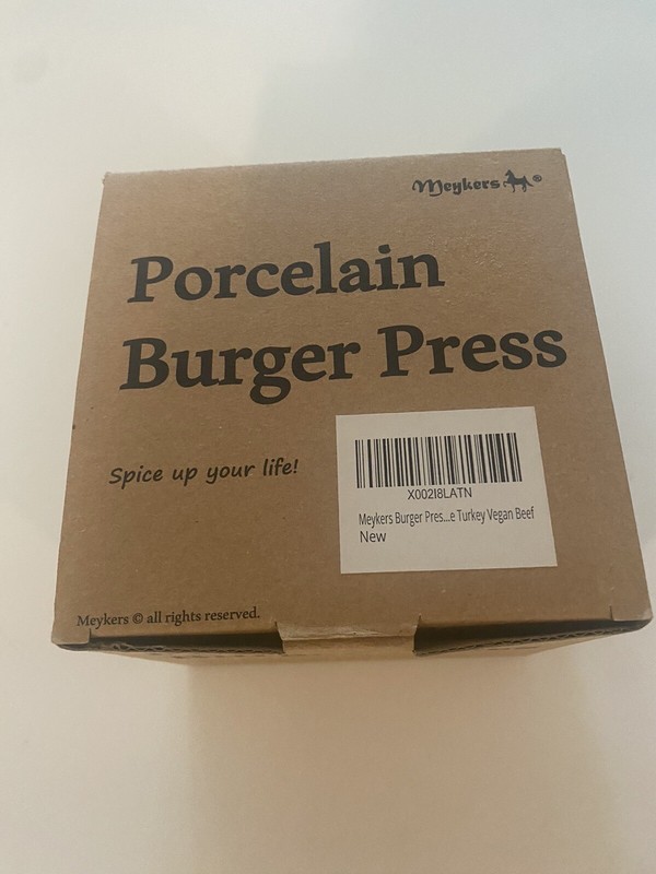 Meykers Porcelain Burger Press 5" Hamburger Patty Press Burger Mold Ring NIB gallery