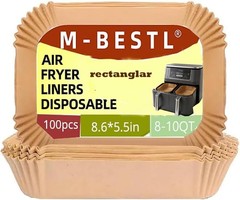 100 Pcs Air Fryer Parchment Paper 8.6*5.5″Rectangle-100pcs, Wood