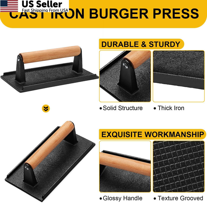 AIVIKI Burger Press, Smash Press for Blackstone Rectangle, black gallery