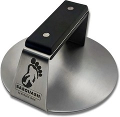 The Sasquash – 6″ Heavy Duty Extra Wide Flat Handle Smashed Burger Press – Co…